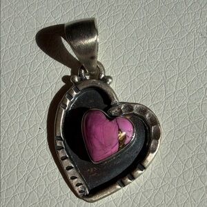 Sterling Silver Heart Pendant with Cotton Candy Pink Stone